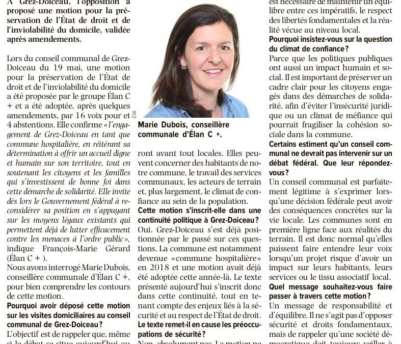 Motion pour la préservation de l’État de droit et de l’inviolabilité du domicile